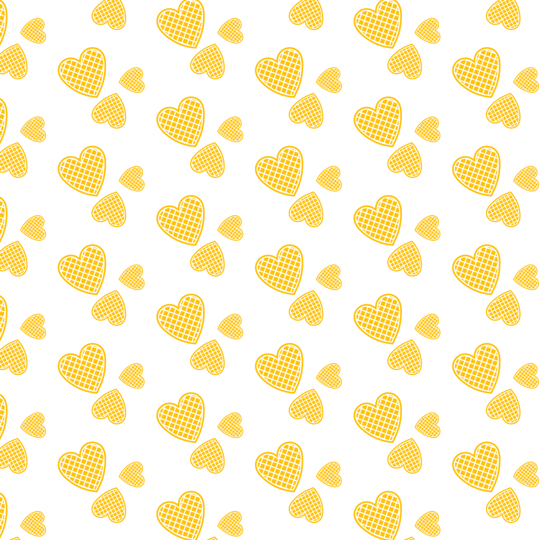 Seamless Yellow Hearts Pattern on Transparent Background
