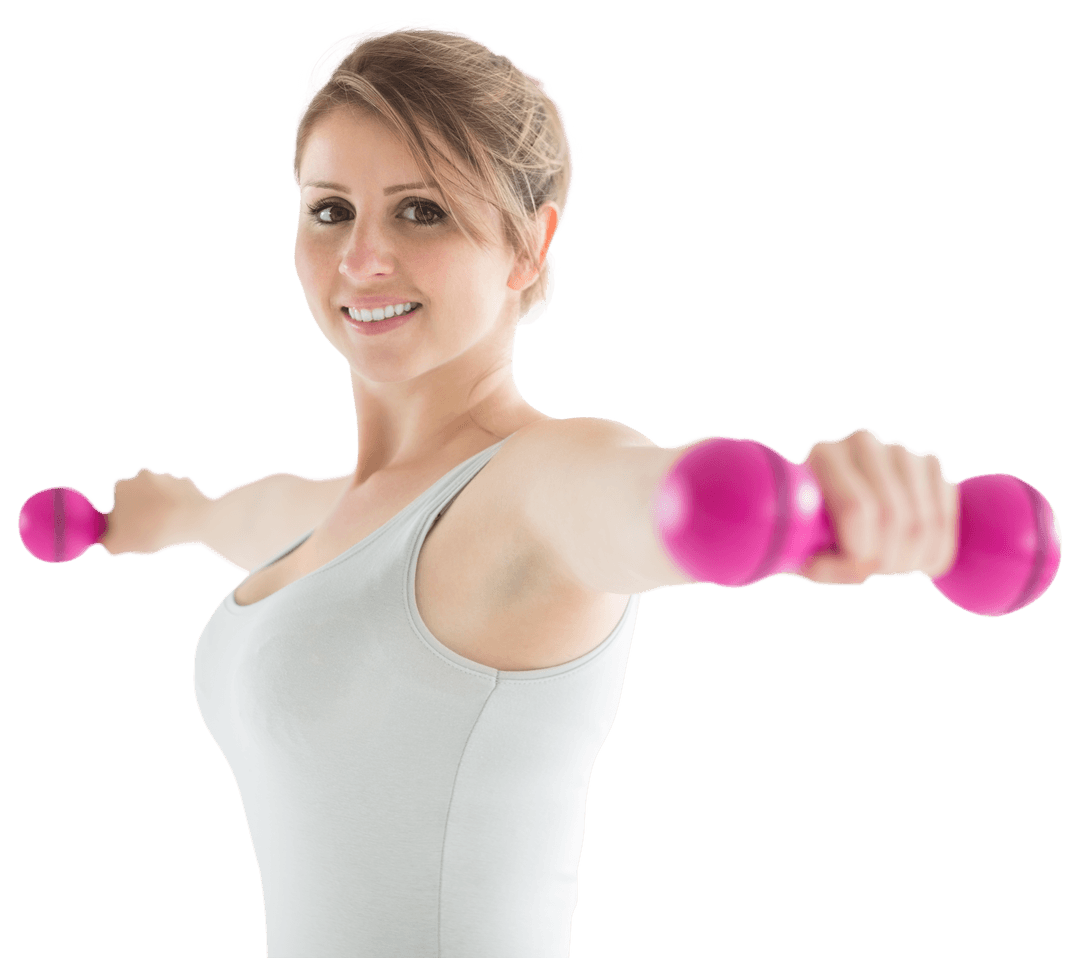 Transparent Background Woman Exercising with Dumbbells