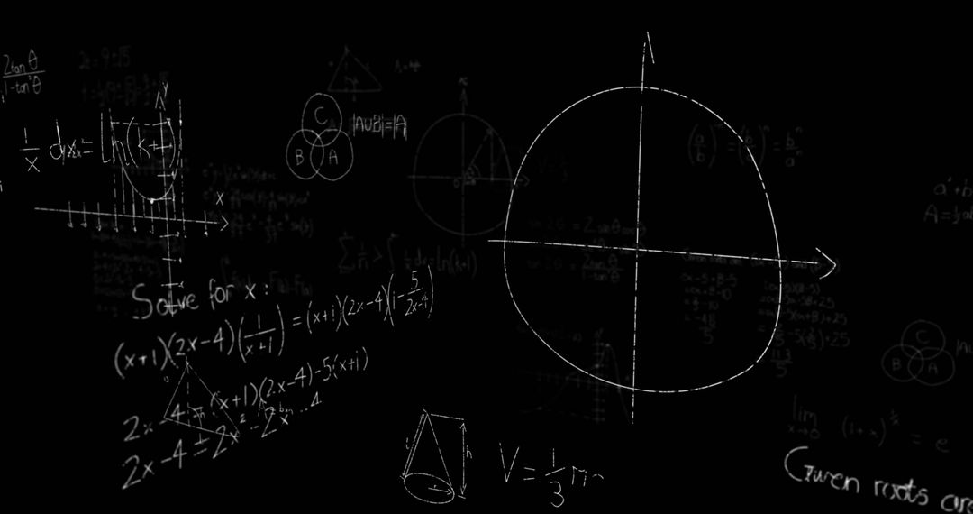 Abstract Network Connections with Mathematical Equations on Black Background