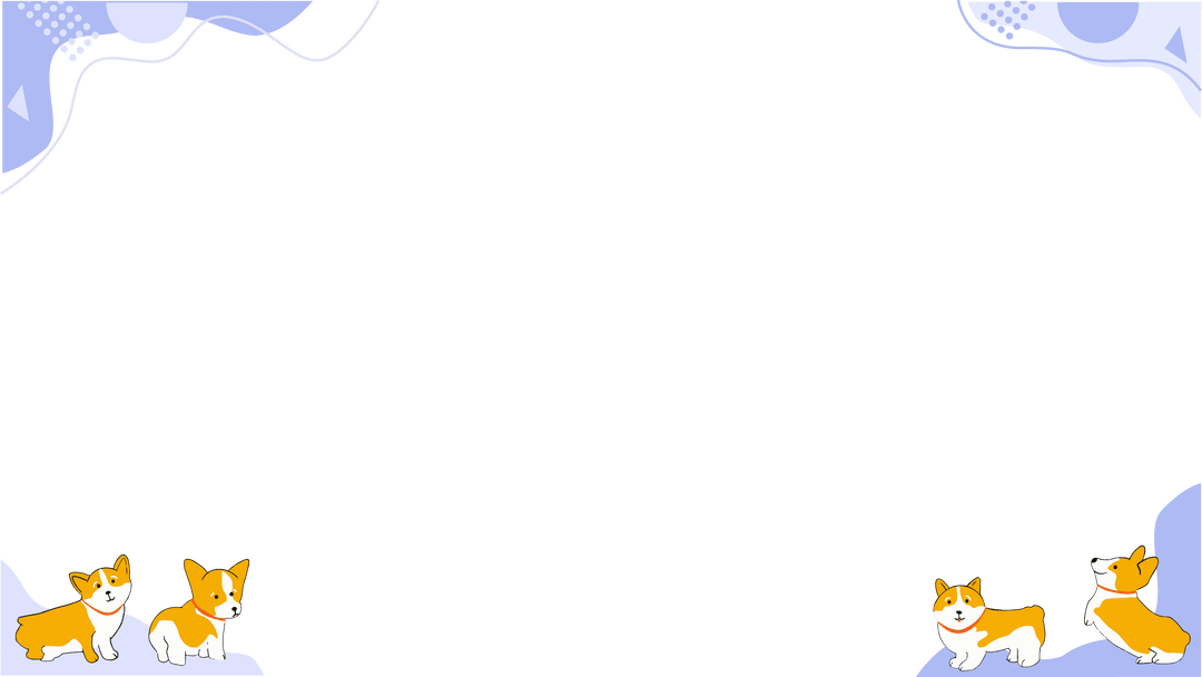 Whimsical Cartoon Corgis Border with Purple Accents on Transparent Background
