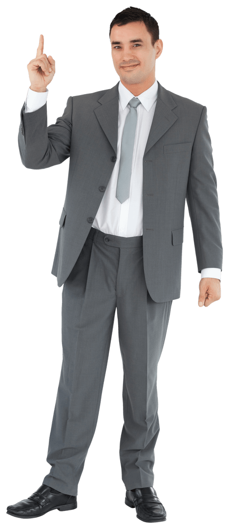 Businessman Pointing Up on Transparent Background for Design Use