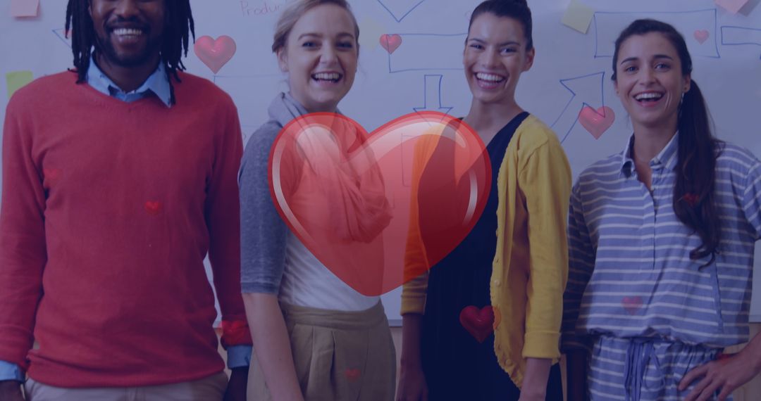 Diverse Team of Smiling Professionals Embracing Collaboration in Office