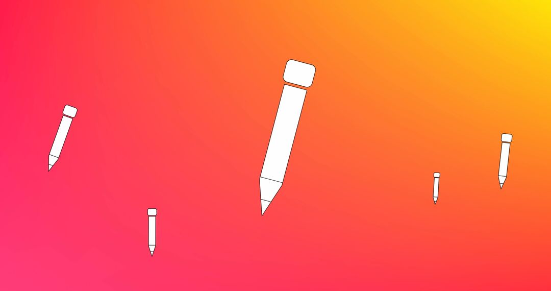 Pencil Icons Floating on Colorful Gradient Background