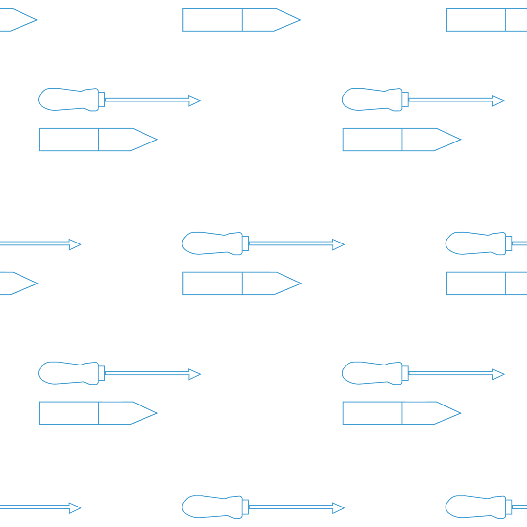 Transparent Pattern of Screwdrivers and Crayons in Blue Vector Illustration
