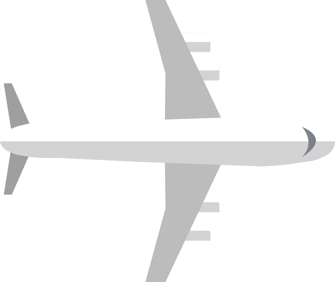 White Airplane Illustration on Transparent Background for Travel Designs