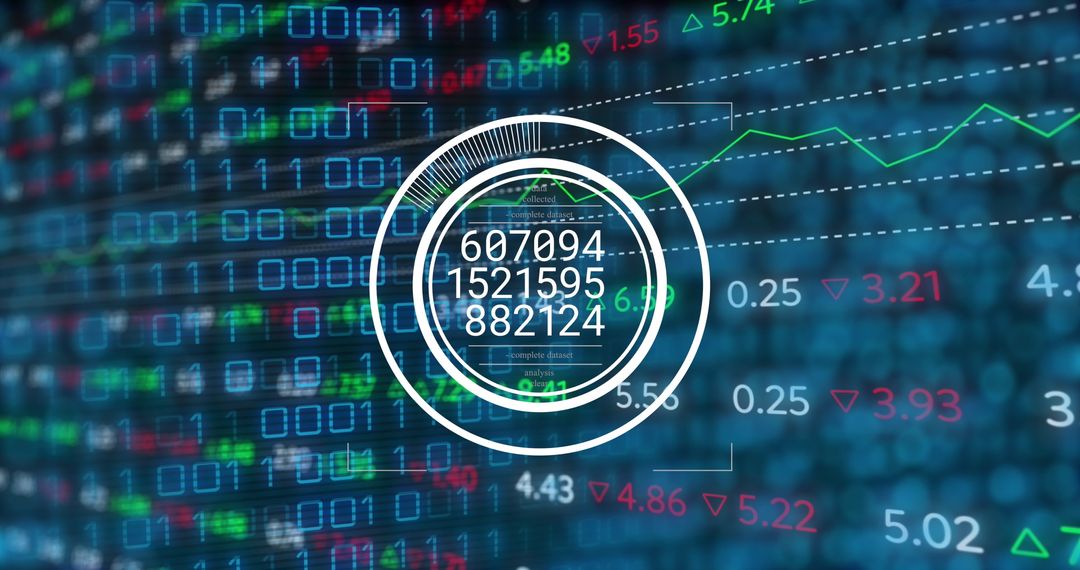 Futuristic Data Stream with Digital Interface Symbols