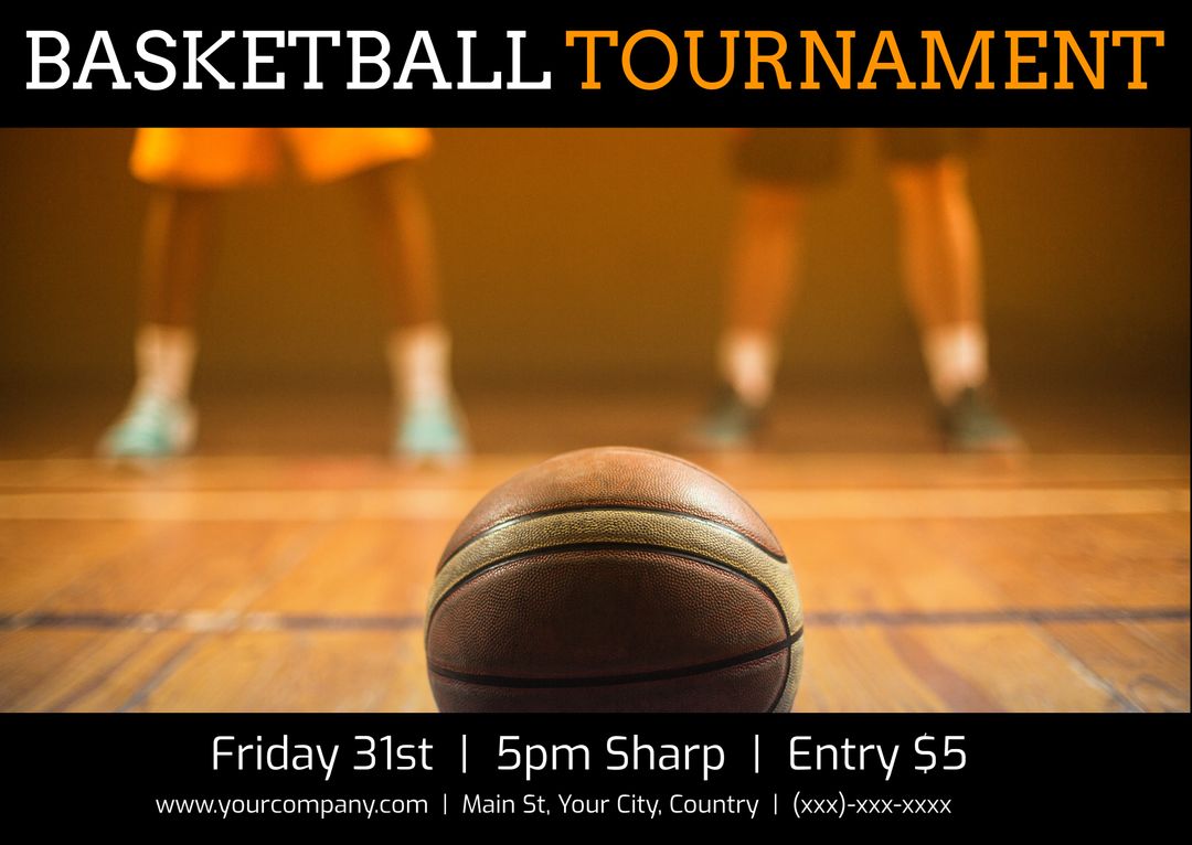 Basketball Tournament Event Promotion with Players - Download Free Stock Templates Pikwizard.com