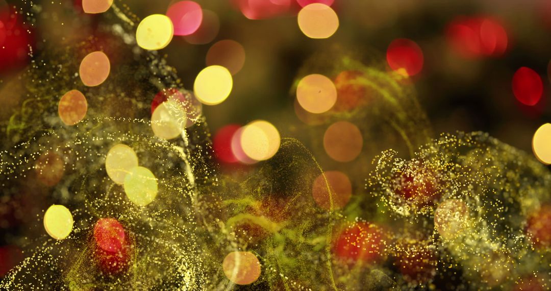 Dynamic Golden Particle Waves with Warm Bokeh Background