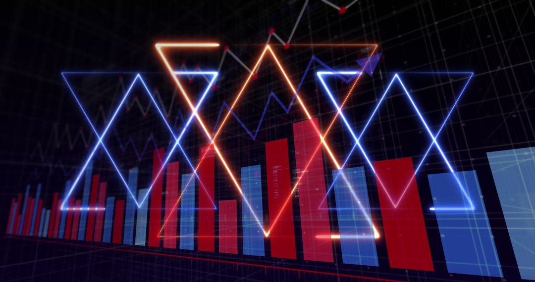 Futuristic Data Visualization with Neon Geometric Patterns