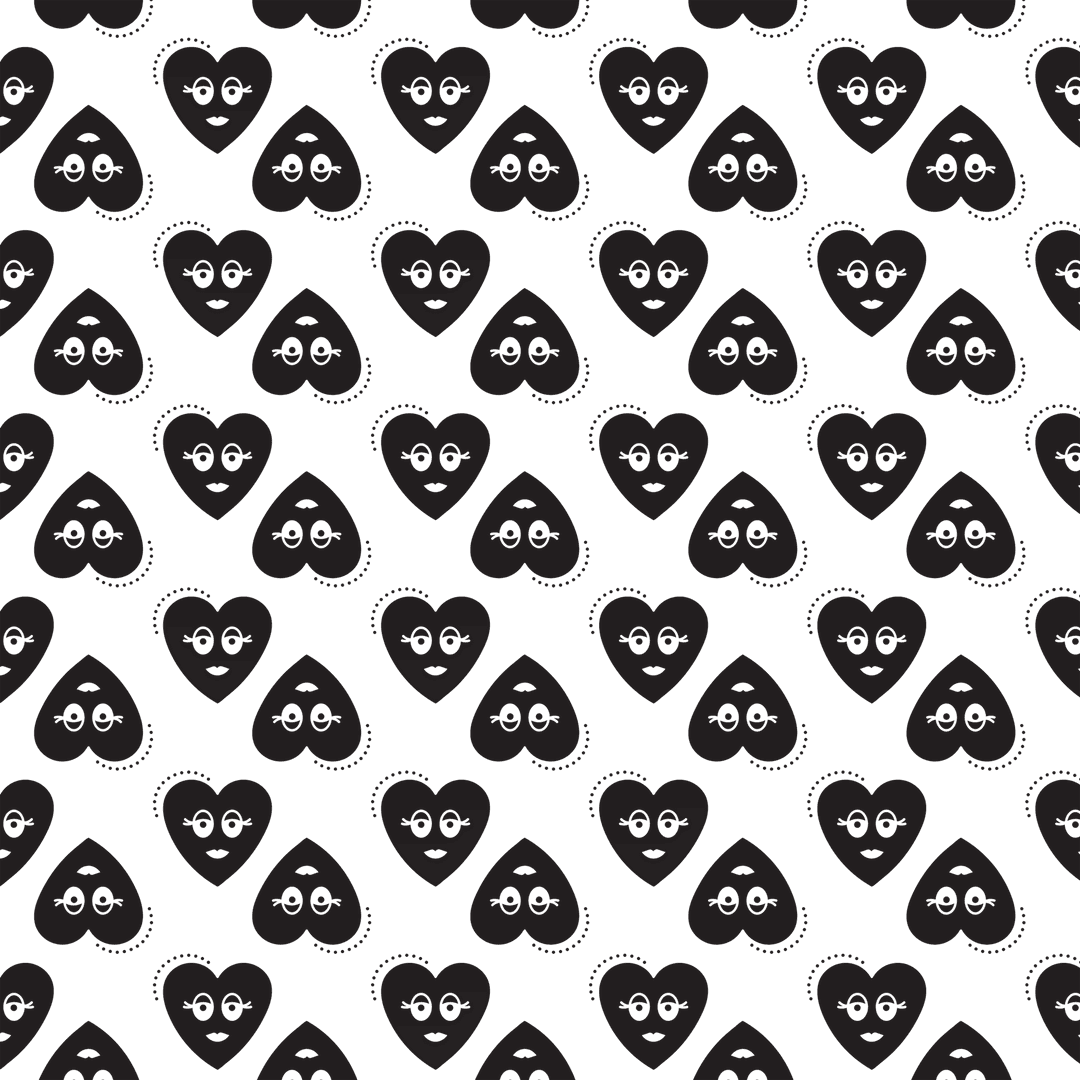 Transparent Background with Black Heart Pattern Design