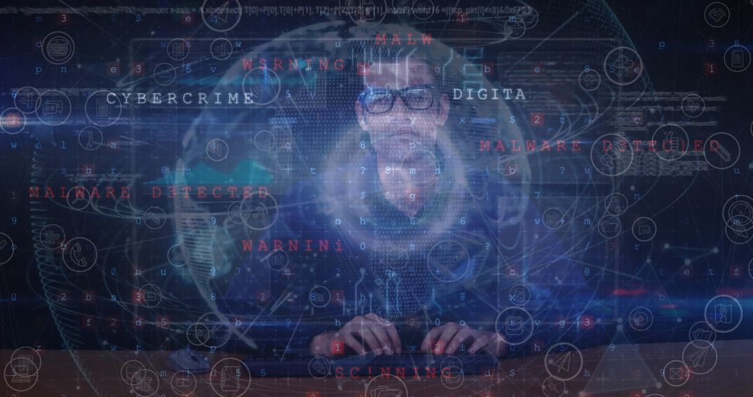 Cyberattack Threat Concept with Hacker and Digital Interfaces