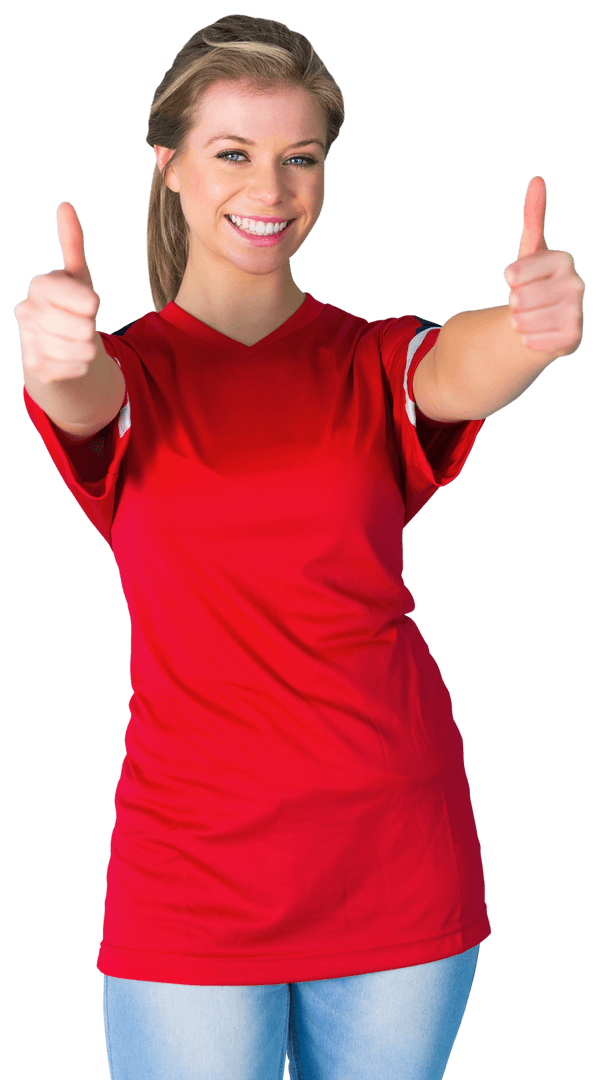 Cheerful Fan Giving Thumbs Up on Transparent Background