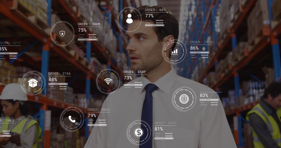 Warehouse Supervisor Analyzing Digital Logistics Data
