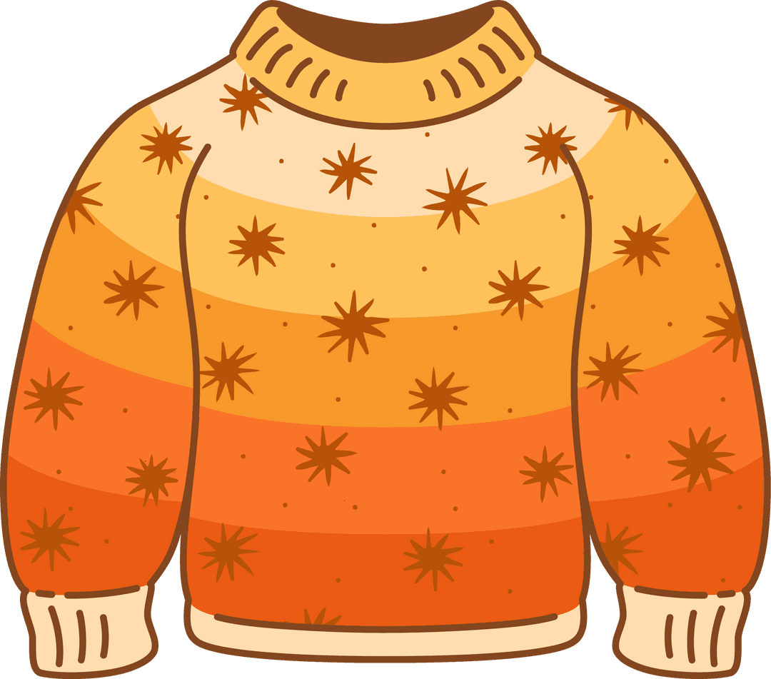 Colorful Knitted Sweater with Gradient Stripes on Transparent Background