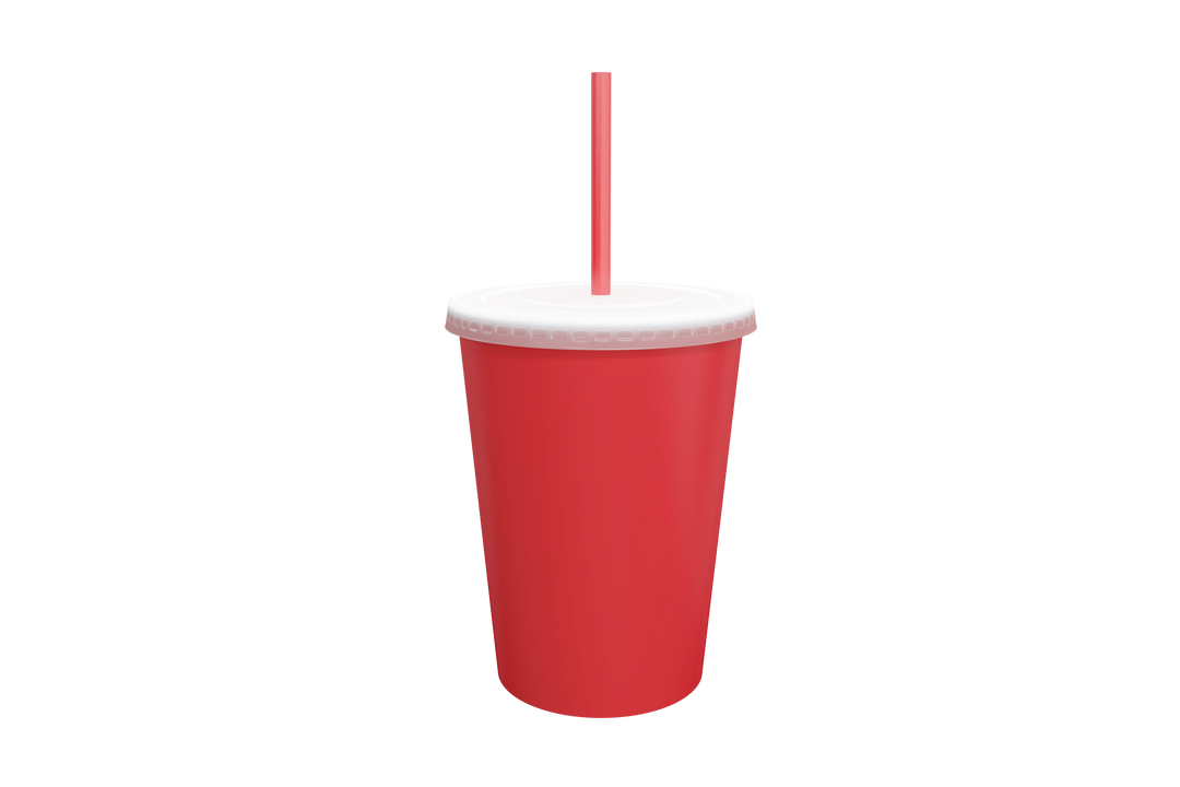 Red takeaway drink cup with lid and straw isolated on transparent background - Download Free Stock Images Pikwizard.com