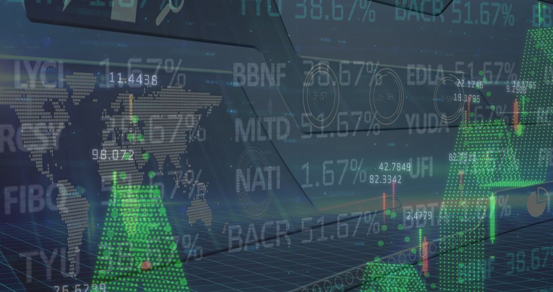 Global Stock Market Data Visualization with Digital Art Overlay
