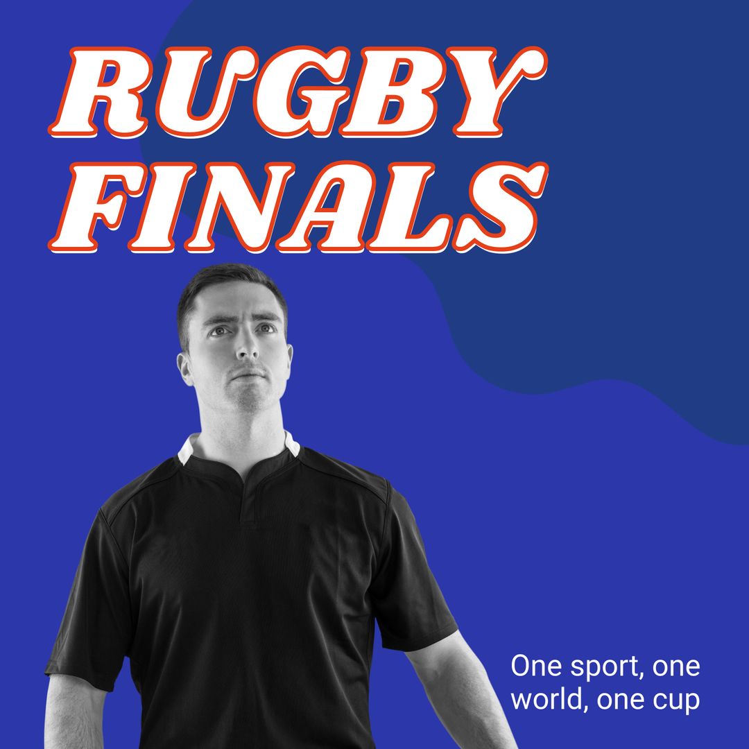 Rugby Finals Promotional Poster Featuring Determined Player