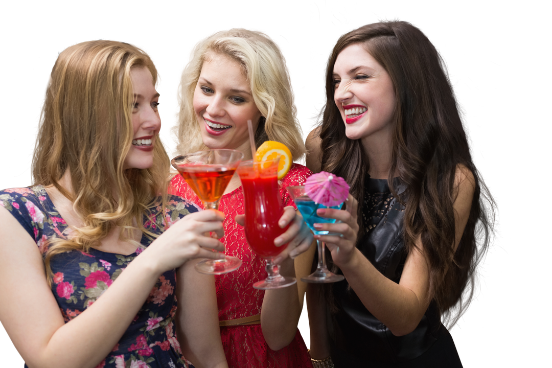 Cheerful Friends Clinking Colorful Cocktails Transparent Background - Download Free Stock Images Pikwizard.com