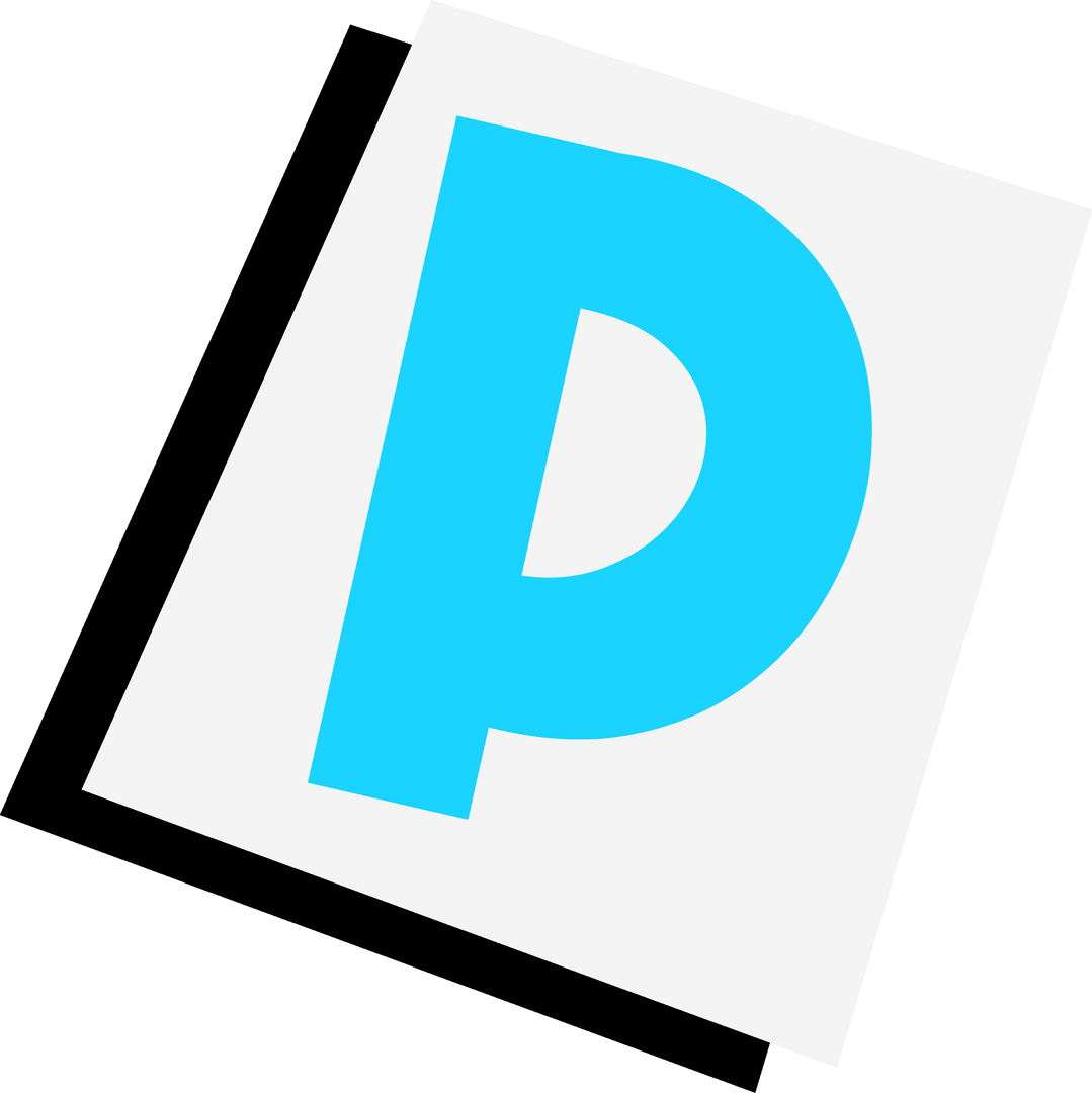 Bold Cyan Letter P on Transparent Background