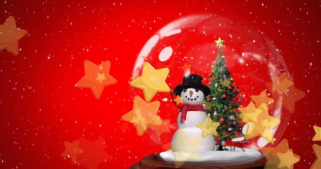 Magical Christmas Snow Globe with Tree and Snowman