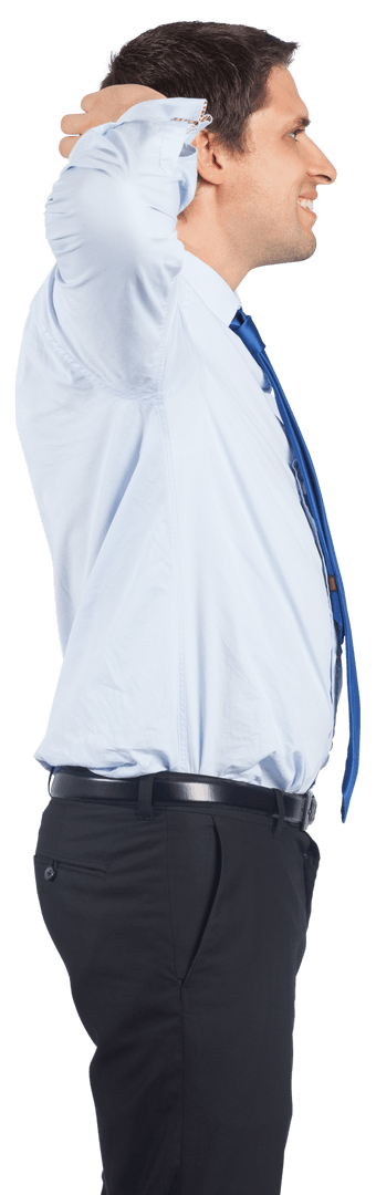 Caucasian Businessman Standing on Transparent Background Relaxing Pose