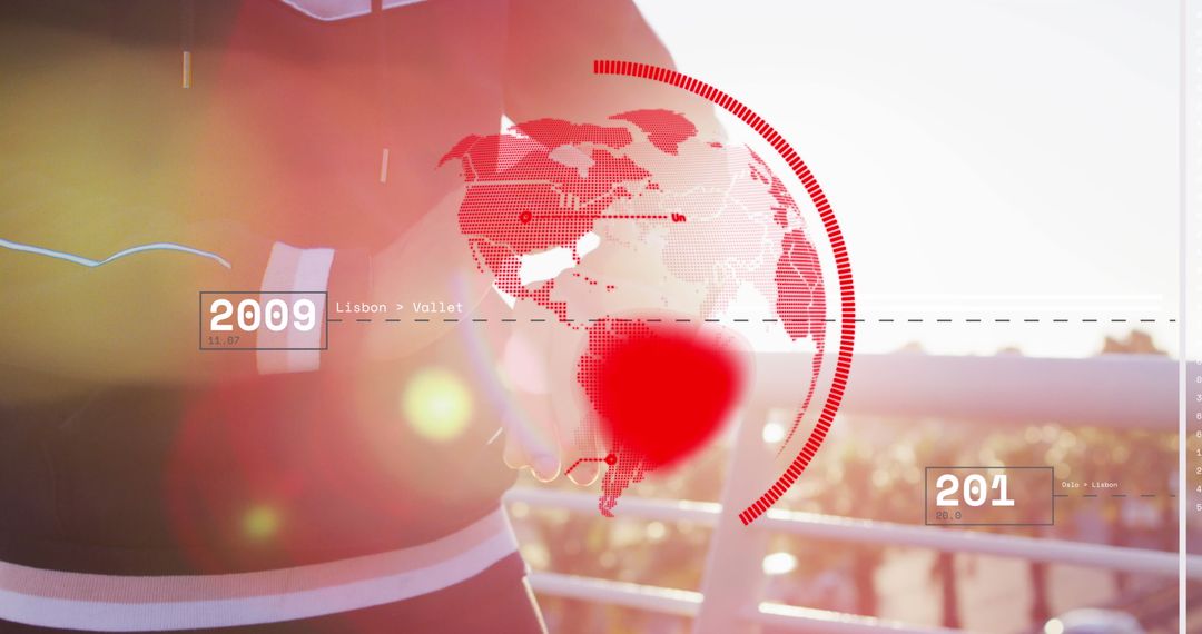 Digital Interface Displaying Global Data Network