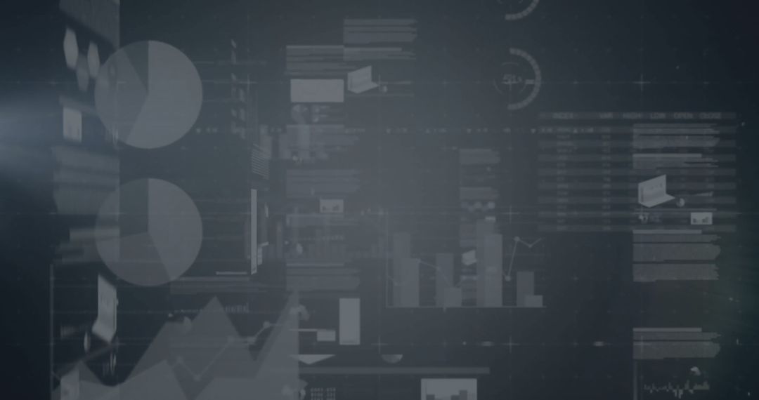 Abstract Financial Data Processing in Dimly Lit Digital Environment