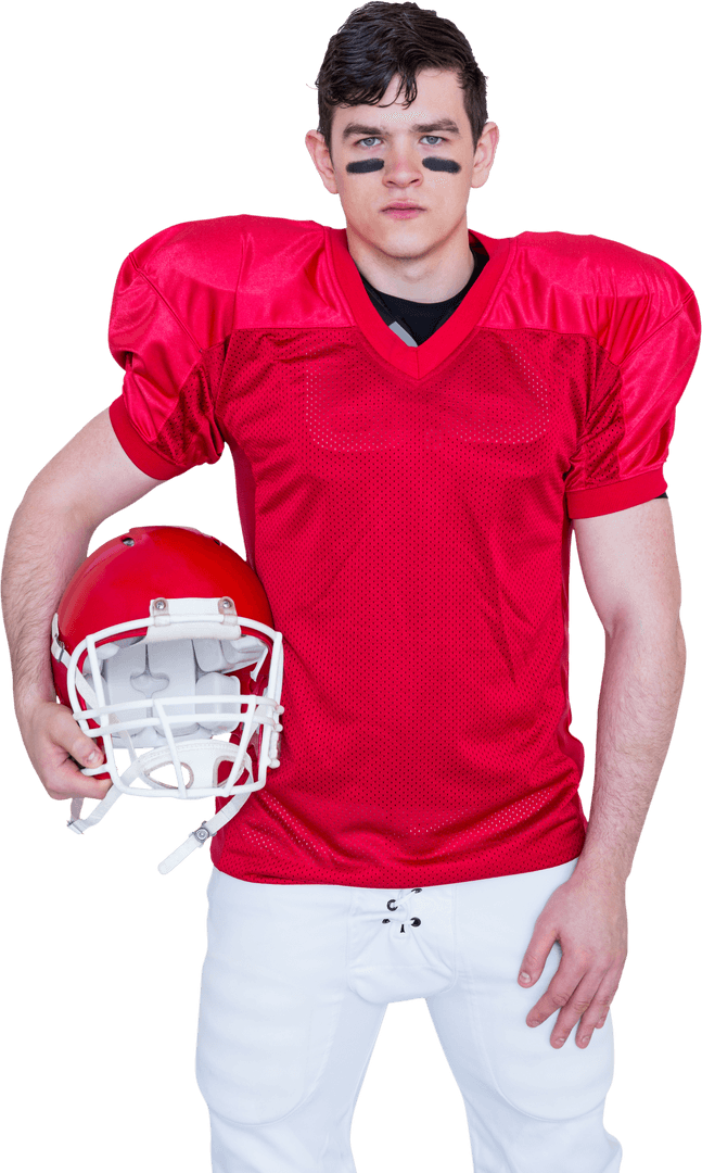 Transparent Background American Football Player Holding Helmet