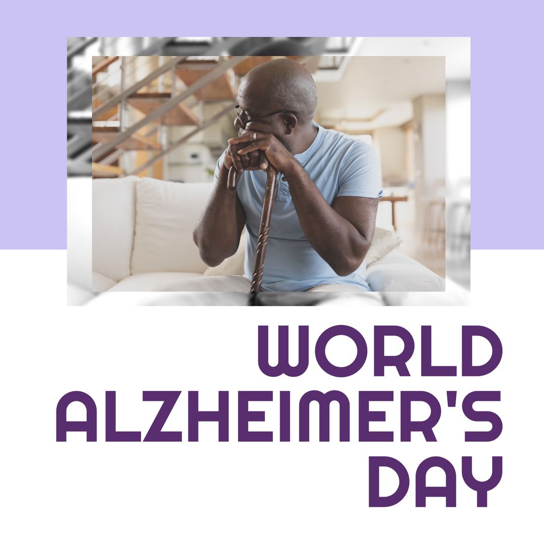 World Alzheimer’s Day: Senior Man with Cane Deep in Thought