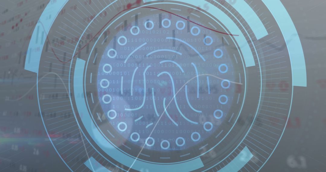 Biometric Fingerprint Scanner with Digital Data Overlay and Stock Market