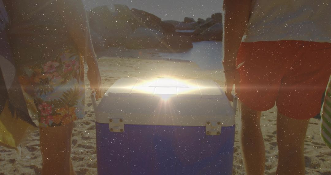 Warm Beach Day Adventure with Friends and Cooler