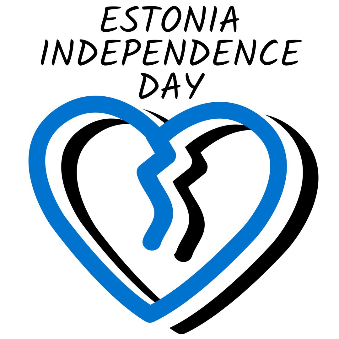 Estonia Independence Day Heart with Country Outline
