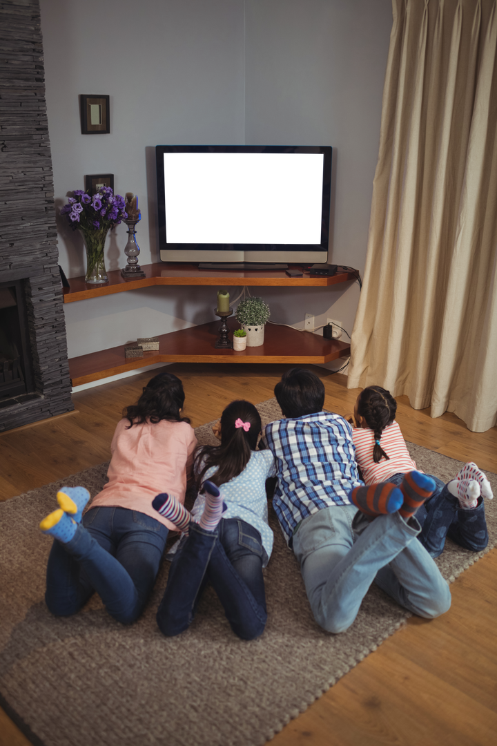 Transparent Family Relaxing Watching Television In Living Room On Rug - Download Free Stock Images Pikwizard.com