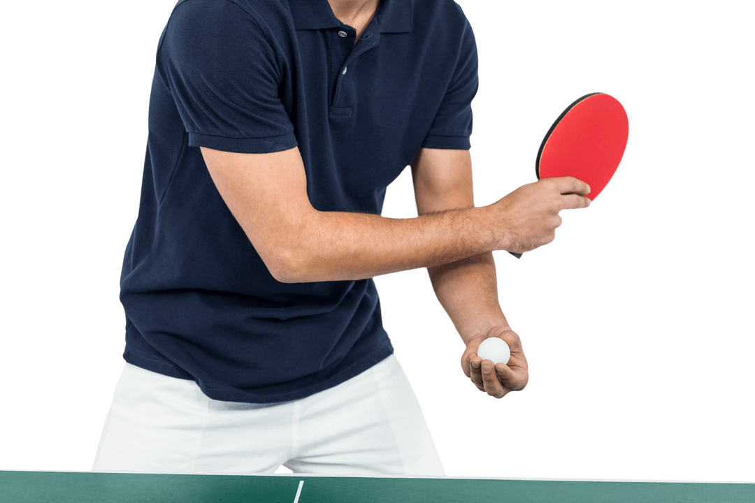 Athlete Playing Table Tennis Isolated on Transparent Background
