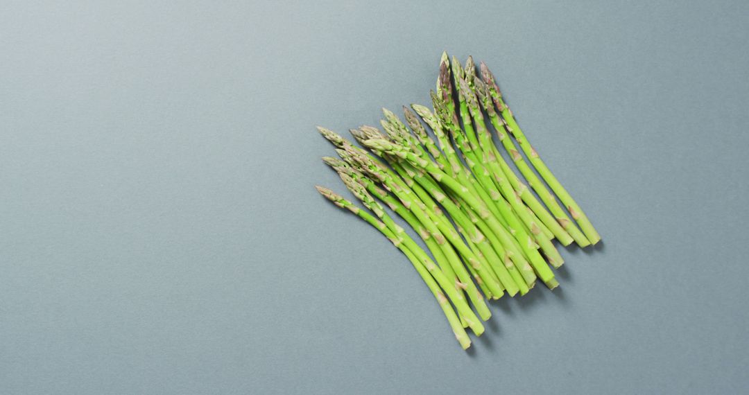 Image of fresh asparagus with copy space over grey background - Free Images, Stock Photos and Pictures on Pikwizard.com