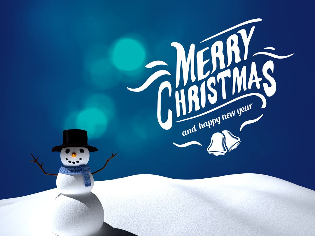 Merry Christmas and Happy New Year Winter Scene with Snowman - Download Free Stock Templates Pikwizard.com