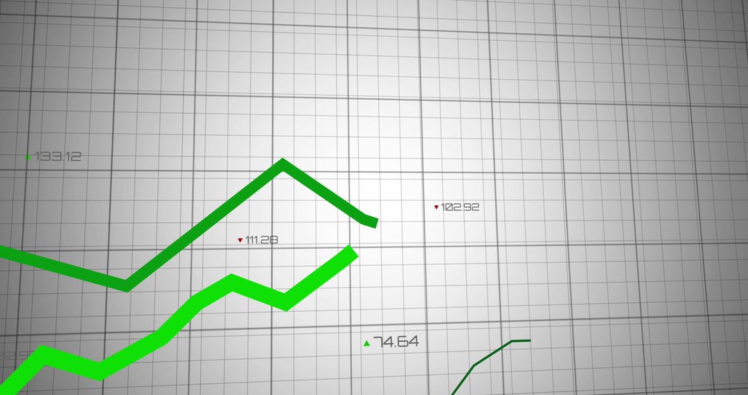 Digital Green Graph Lines on Grid Showing Business Analytics