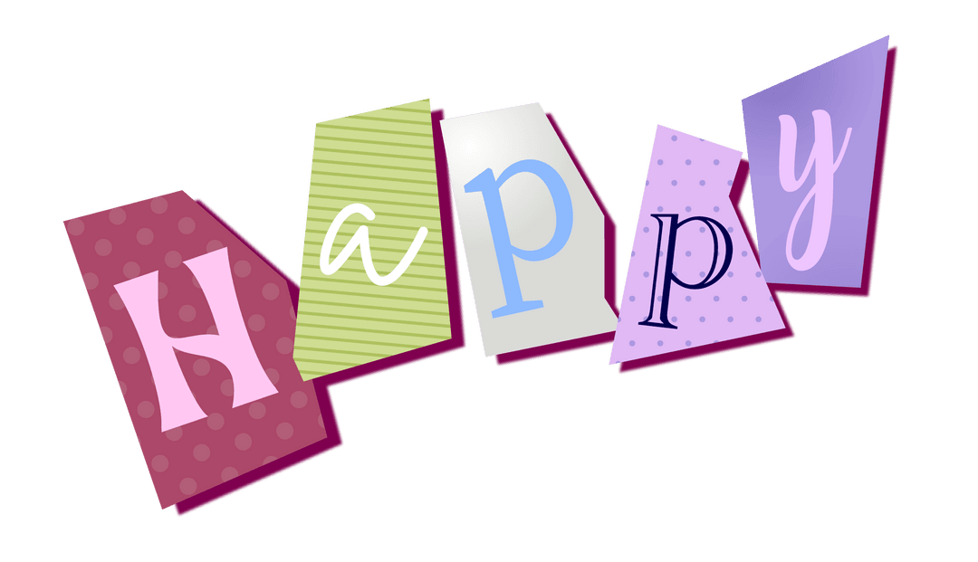 Vibrant Happy Letters Transparent Background Vector
