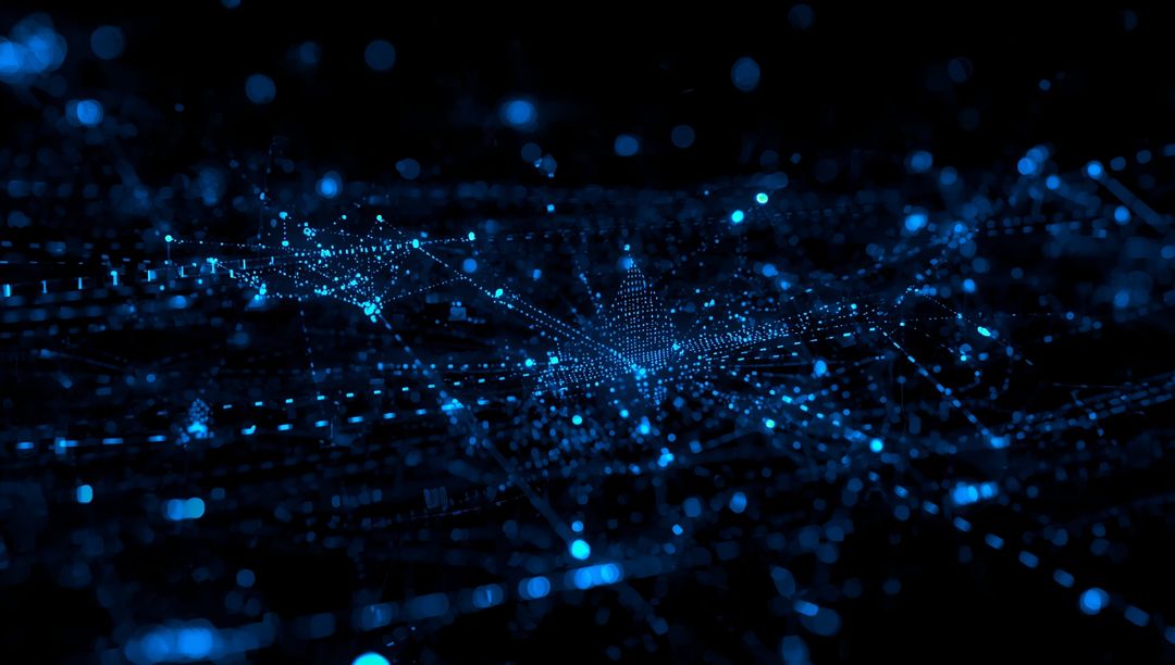 Glowing Blue Nodes Creating Futuristic Digital Network Grid