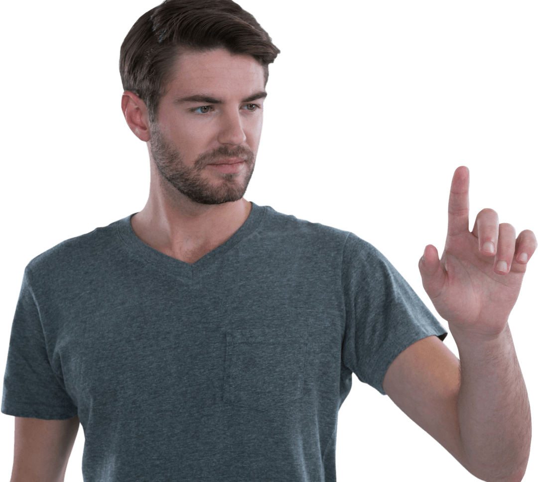 Transparent UI Concept Man Interacting With Invisible Interface - Download Free Stock Images Pikwizard.com