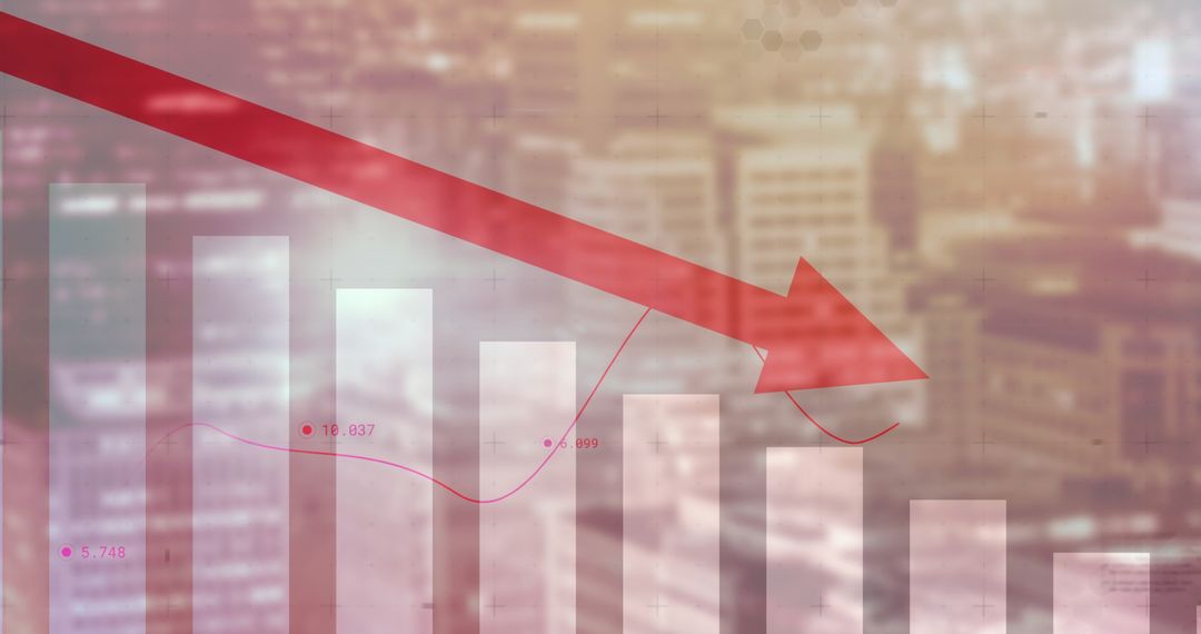 Declining Market Analysis with Arrow and Bar Chart