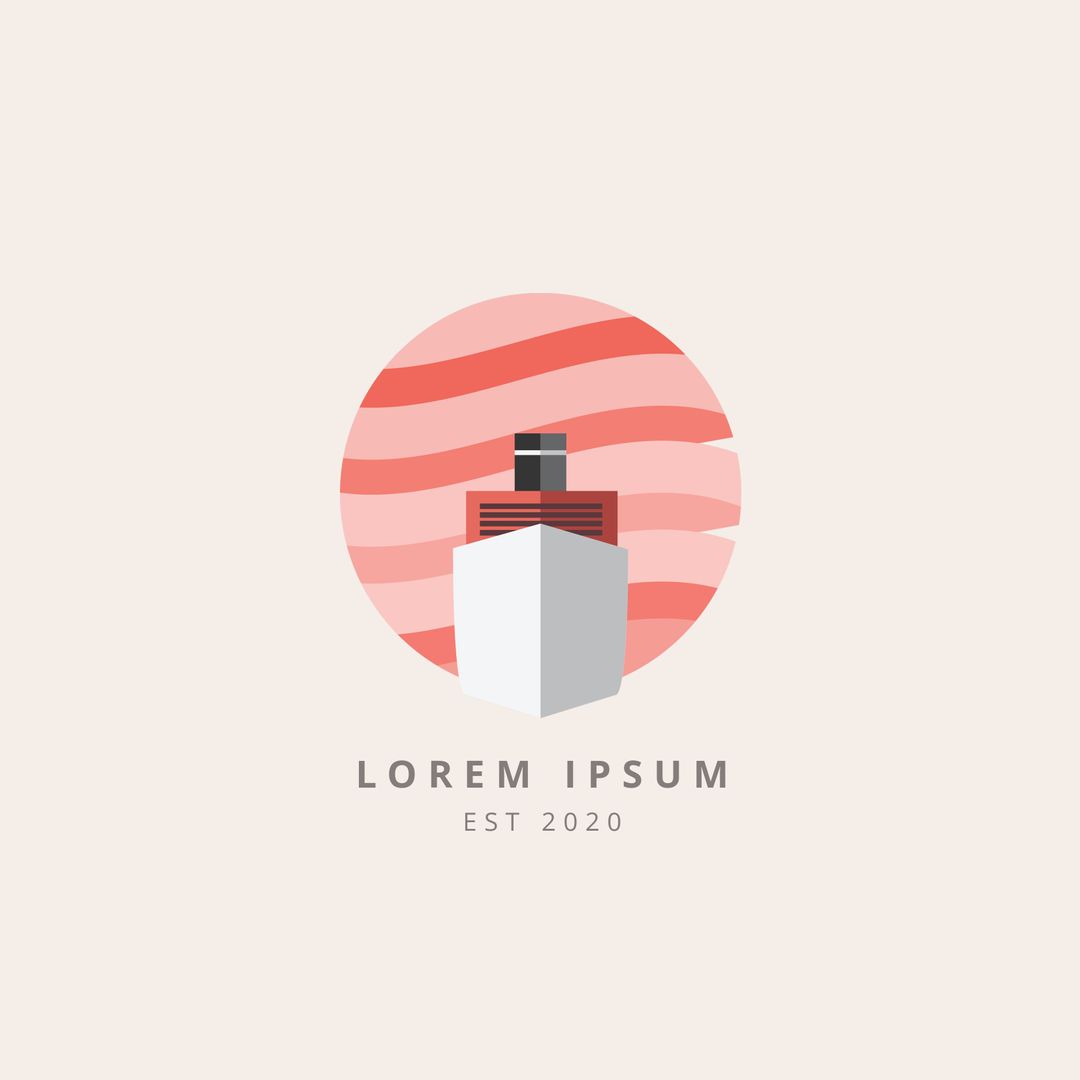 Minimalist Perfume Bottle Logo Design on Striped Background - Download Free Stock Templates Pikwizard.com