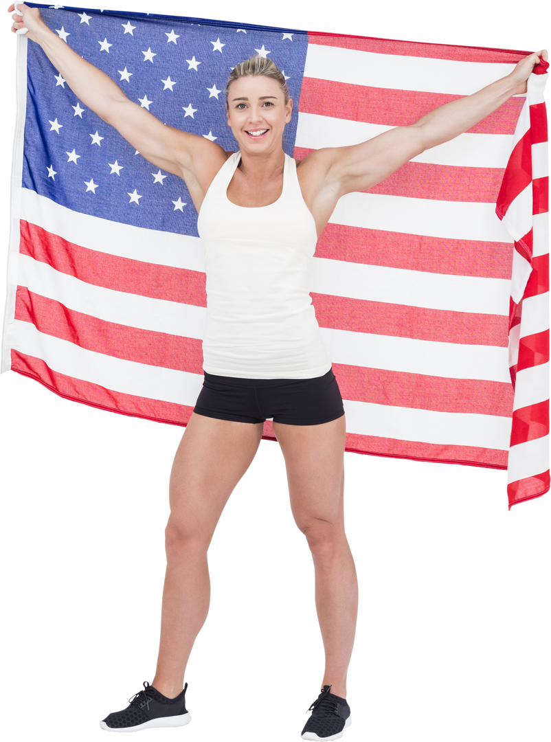 Smiling Athlete Holding Transparent American Flag Proudly - Download Free Stock Images Pikwizard.com