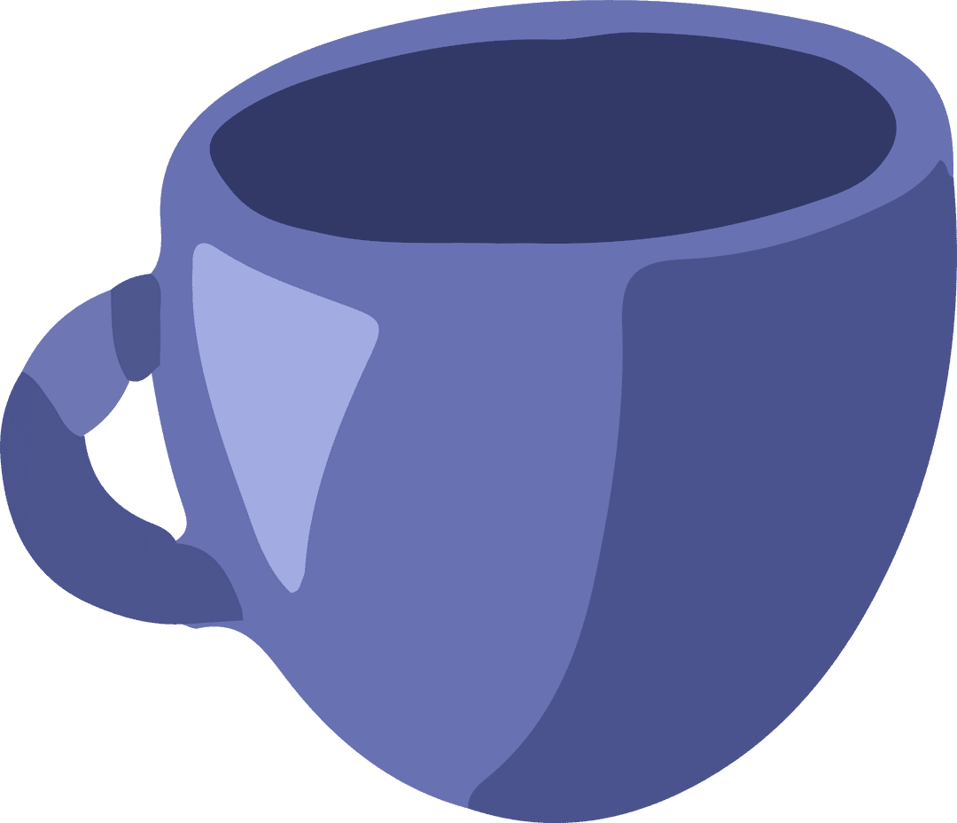 Blue Coffee Mug Illustration with Transparent Background