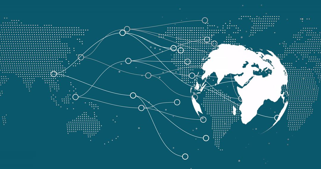 Global Data Network Visualization on Blue Background