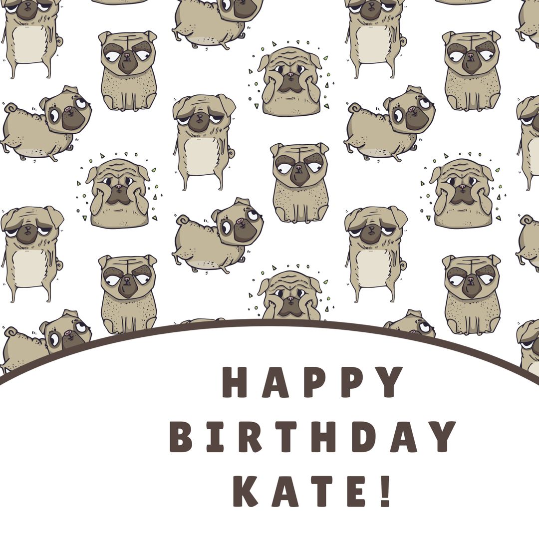 Cute Pug Birthday Greeting Card with Customizable Text - Download Free Stock Templates Pikwizard.com