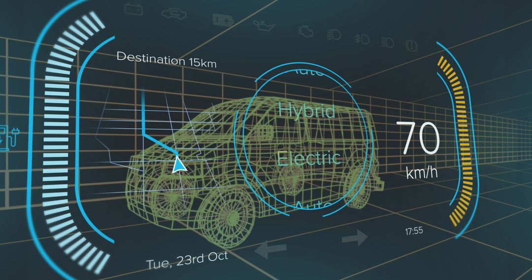 Innovative Dashboard Interface Displaying Hybrid Electric Van Technology