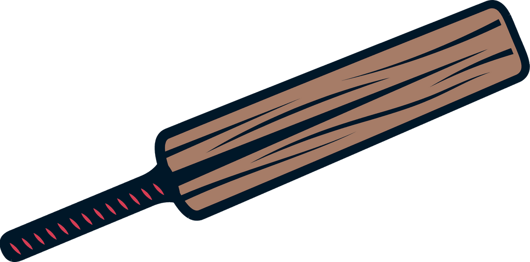 Vector Cricket Bat with Transparent Background and Striped Grip