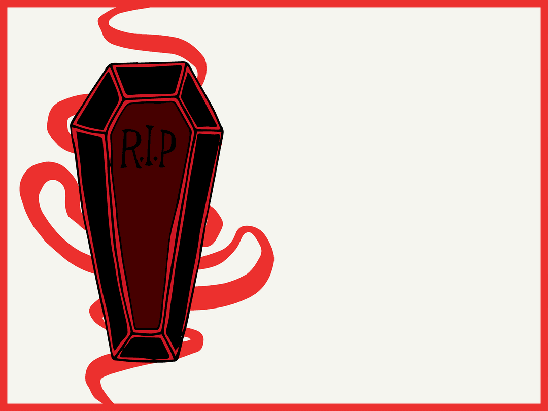 Transparent Gothic Coffin with RIP on Minimal Background