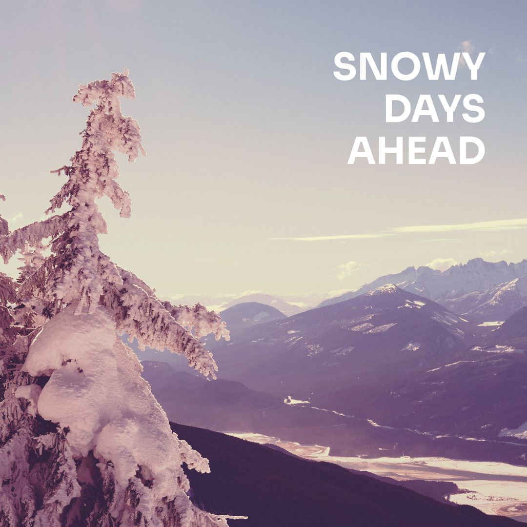 Snowy Mountain Landscape with Winter Text